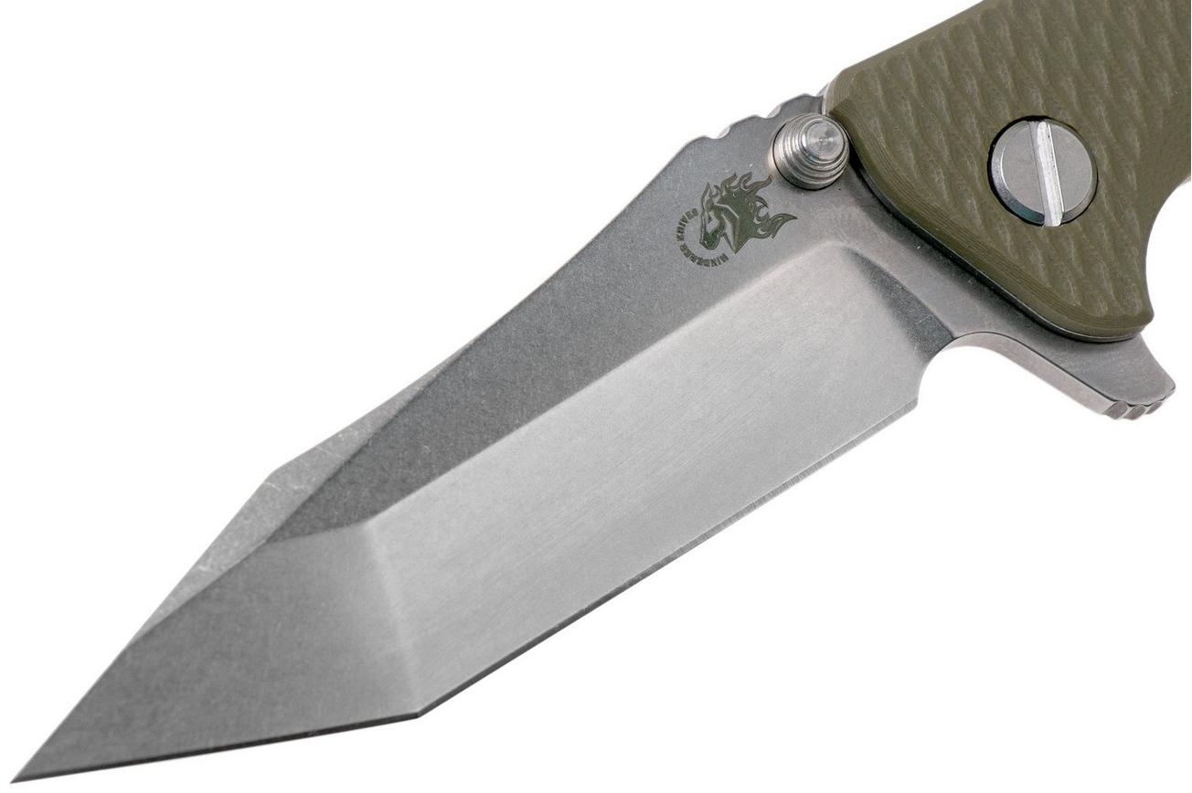 Rick Hinderer Eklipse 3.5” Tanto, CPM 20CV Stonewashed, OD Green G10 zakmes