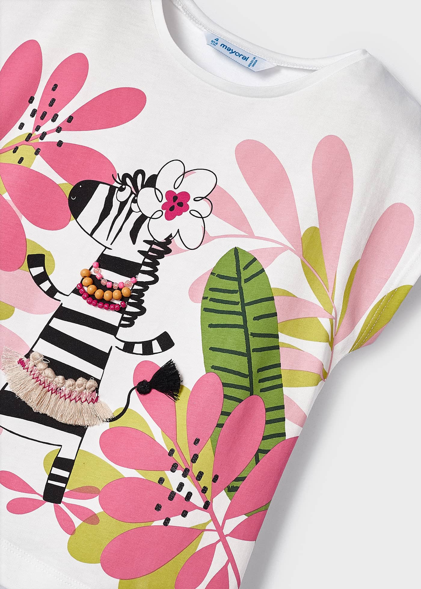 Camiseta de algodão de manga curta com estampa para meninas