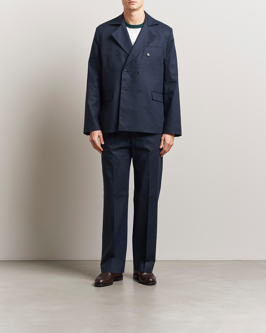 Palmes Double Breasted Linen Sport Coat Navy