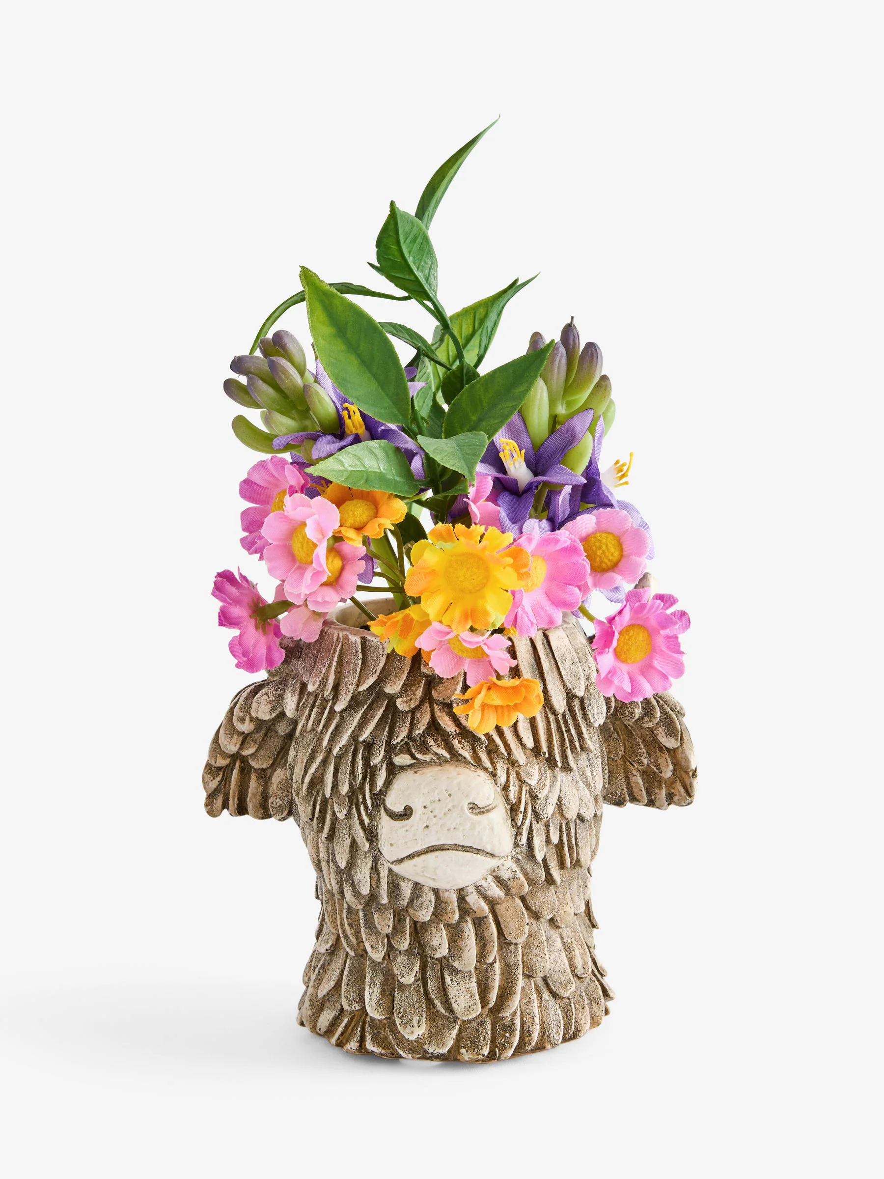 Hamish The Highland Cow Artificial Spring Flower Arrangement