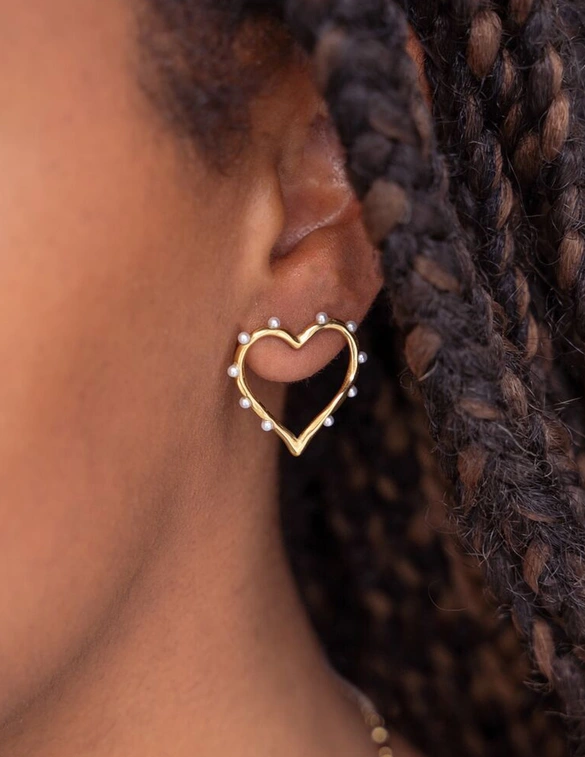 My Jewellery Studs met open hart en parels MJ10962