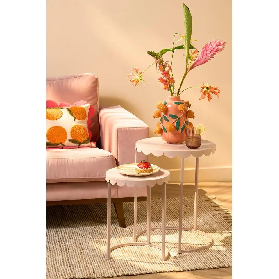 Mica Decorations Lara Bijzettafel - Set van 2 - H51 x Ø40 cm - Metaal