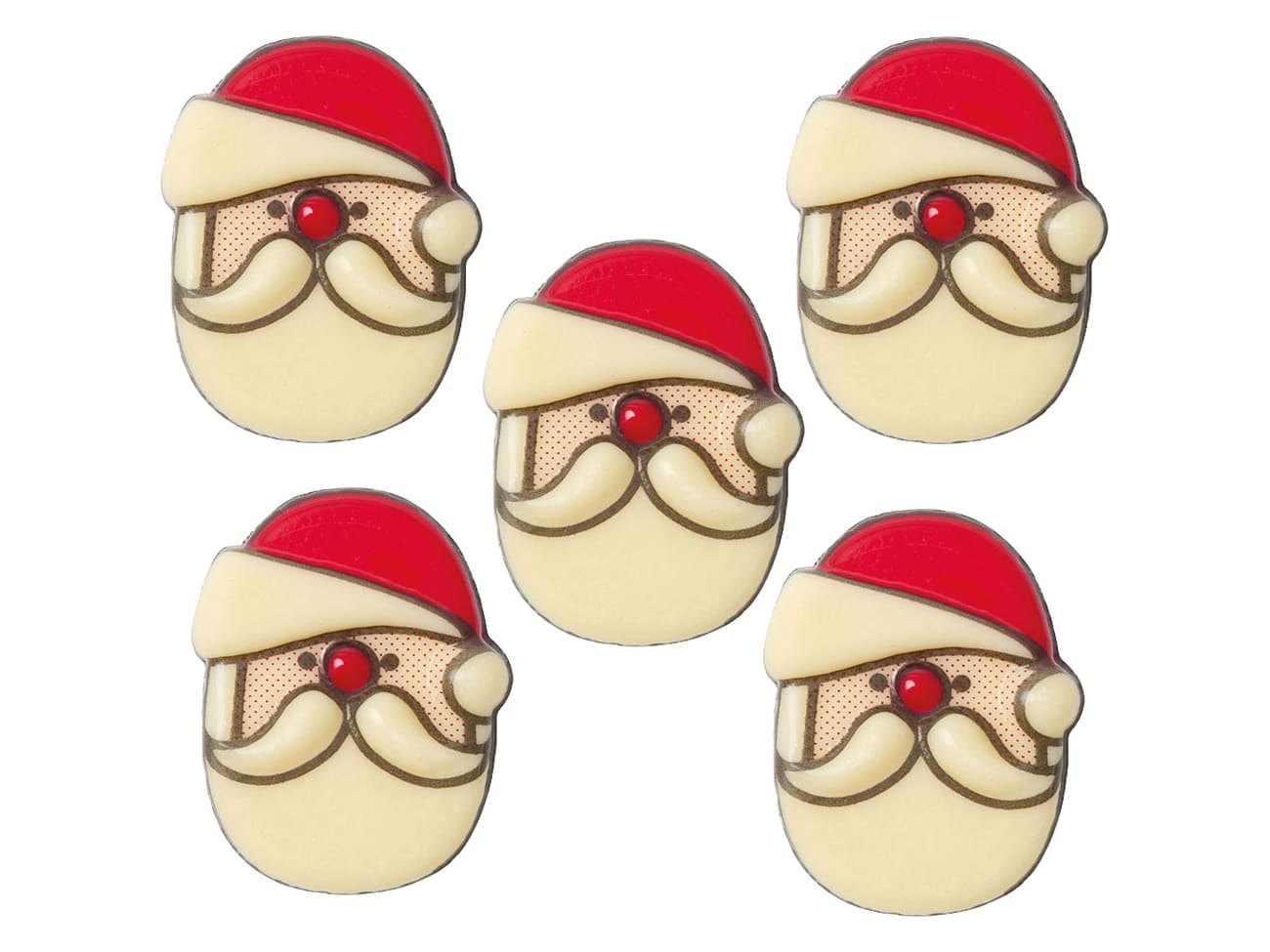 Moule thermoformé pré-imprimé - Tête de Père Noël - 2,9 x 3,7 cm - Florensuc