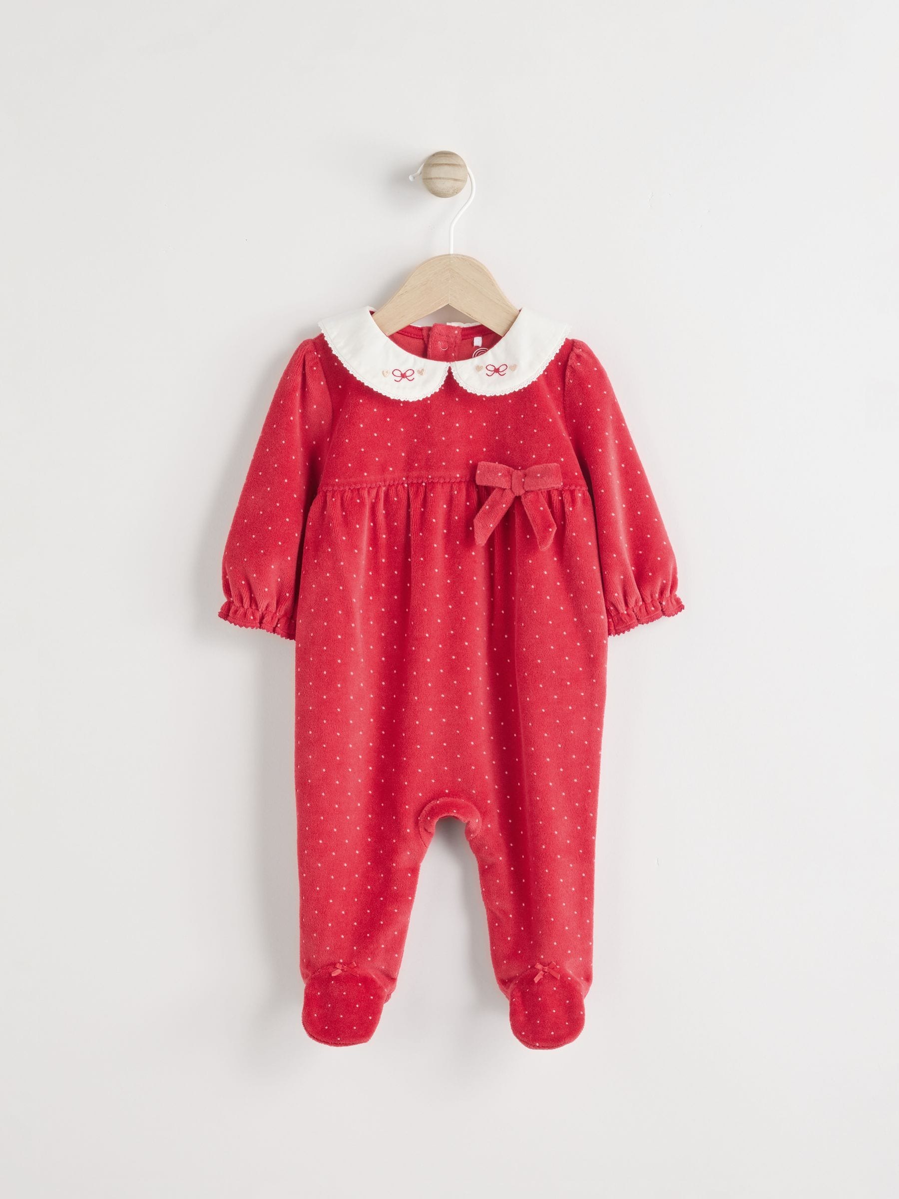 Rood - Babyfluwelen pyjama met kerstprint (0mnd-3jr)