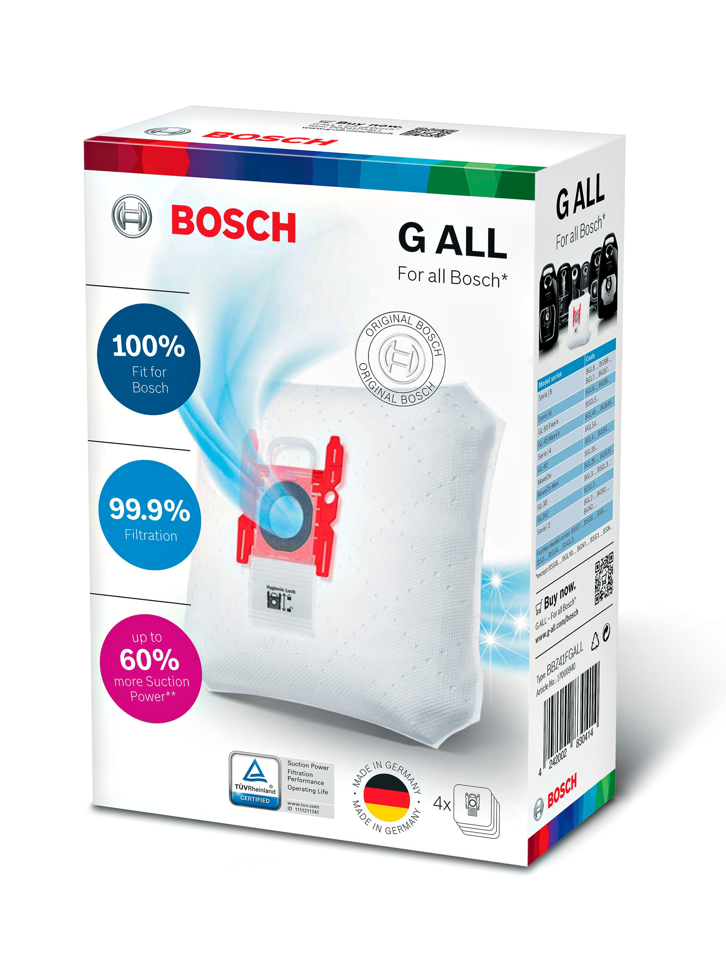 BOSCH Staubsaugerbeutel »BBZ41FGALL« PowerProtect (4 Staubbeutel)
