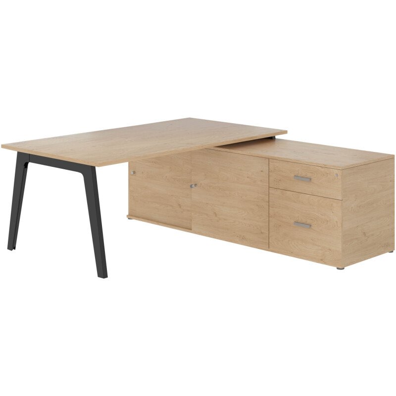 Bureau manager Eden Arche chêne clair avec console