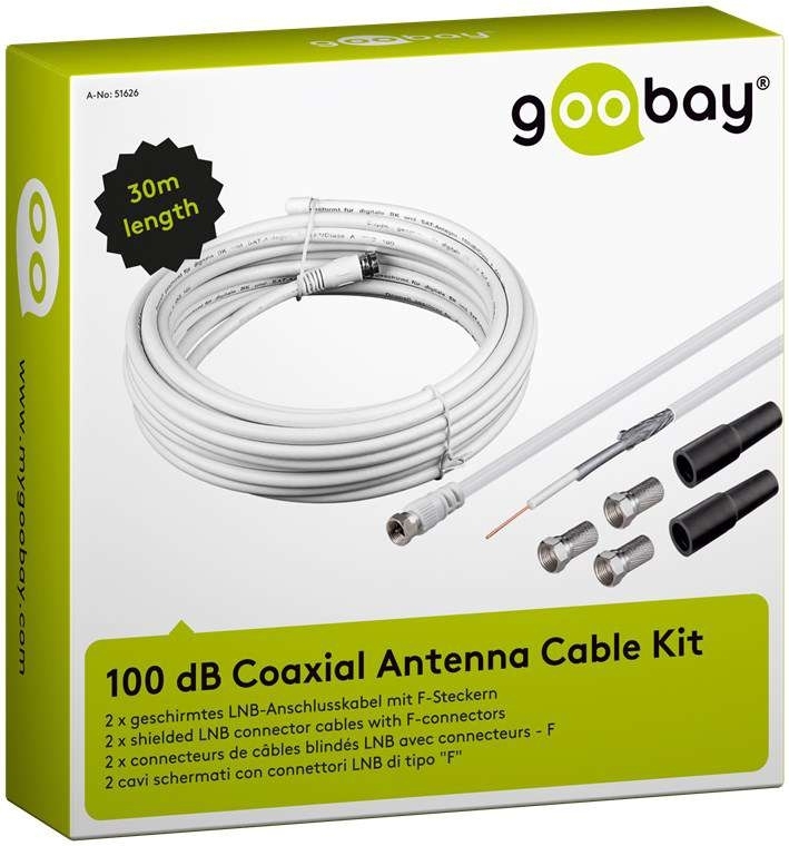Goobay 100 dB Koax-Antennenkabel Set LNB-Anschlusskabel  30 m
