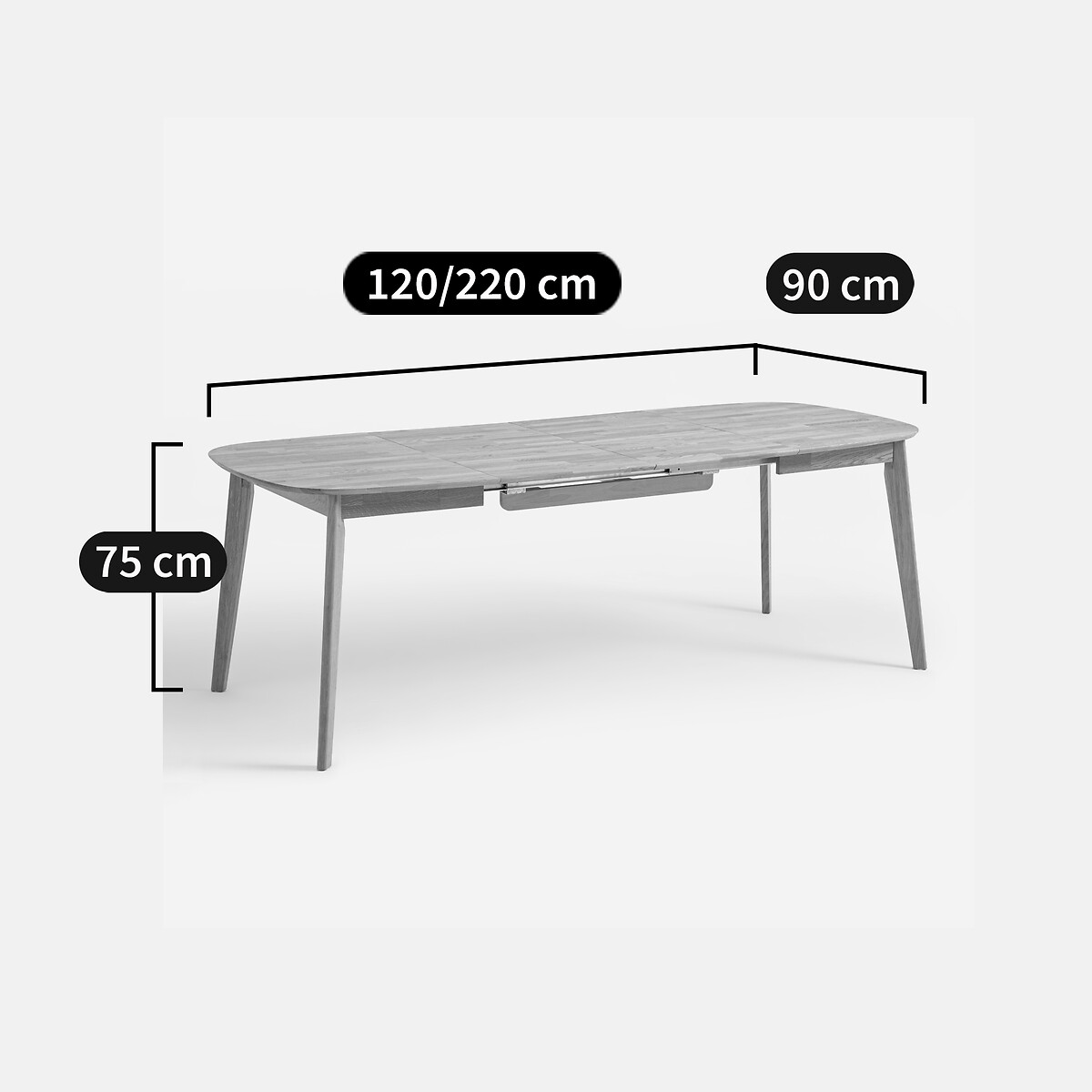 LA REDOUTE INTERIEURS<br>Mesa extensível em carvalho maciço, 4-10 lugares Dalmar