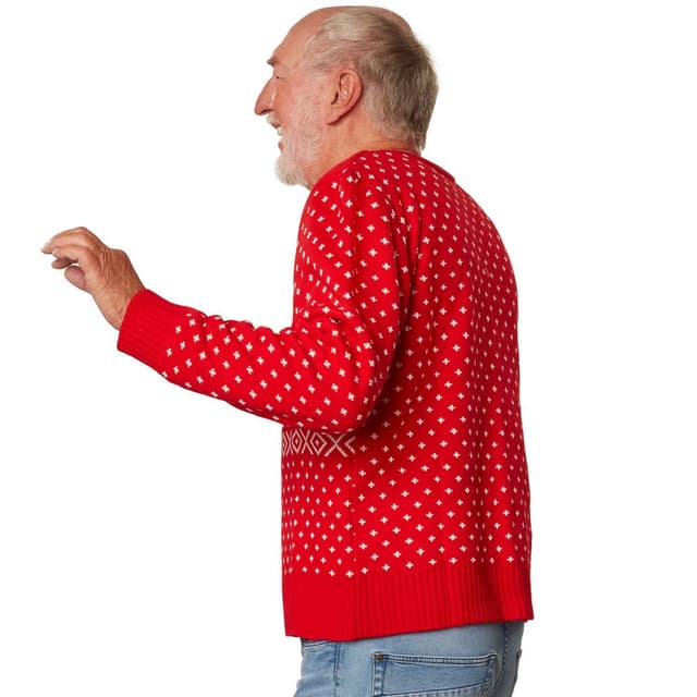 Julesweater Snebyger rød-hvid