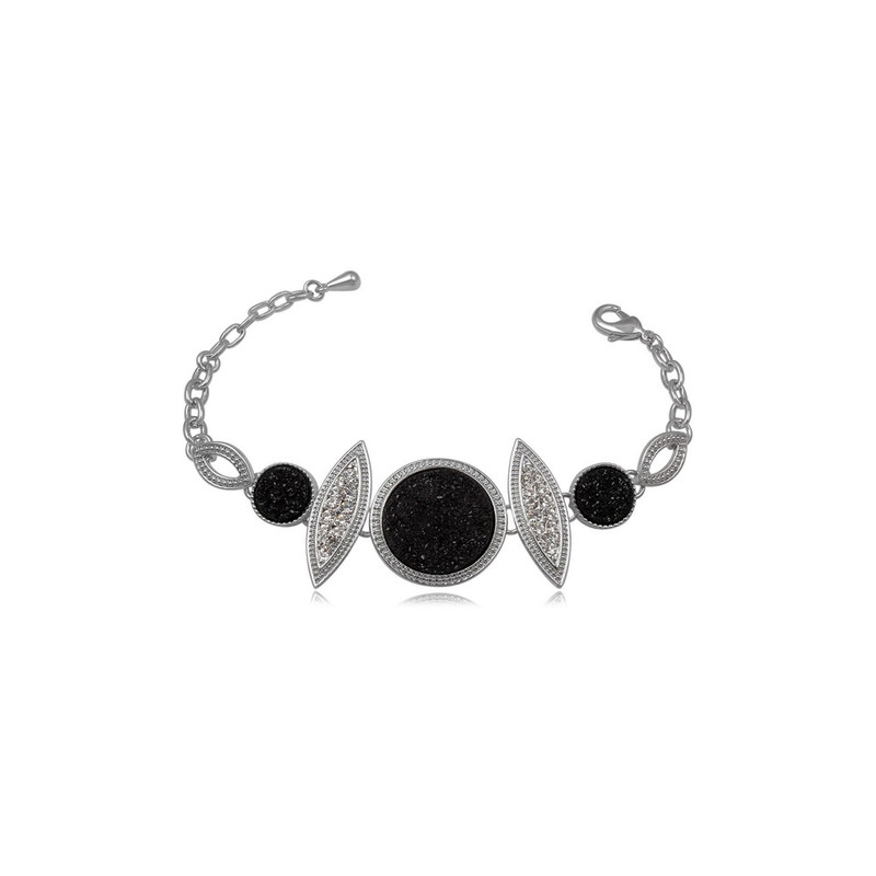 Bracelet Cristal Druzy Noir et Strass