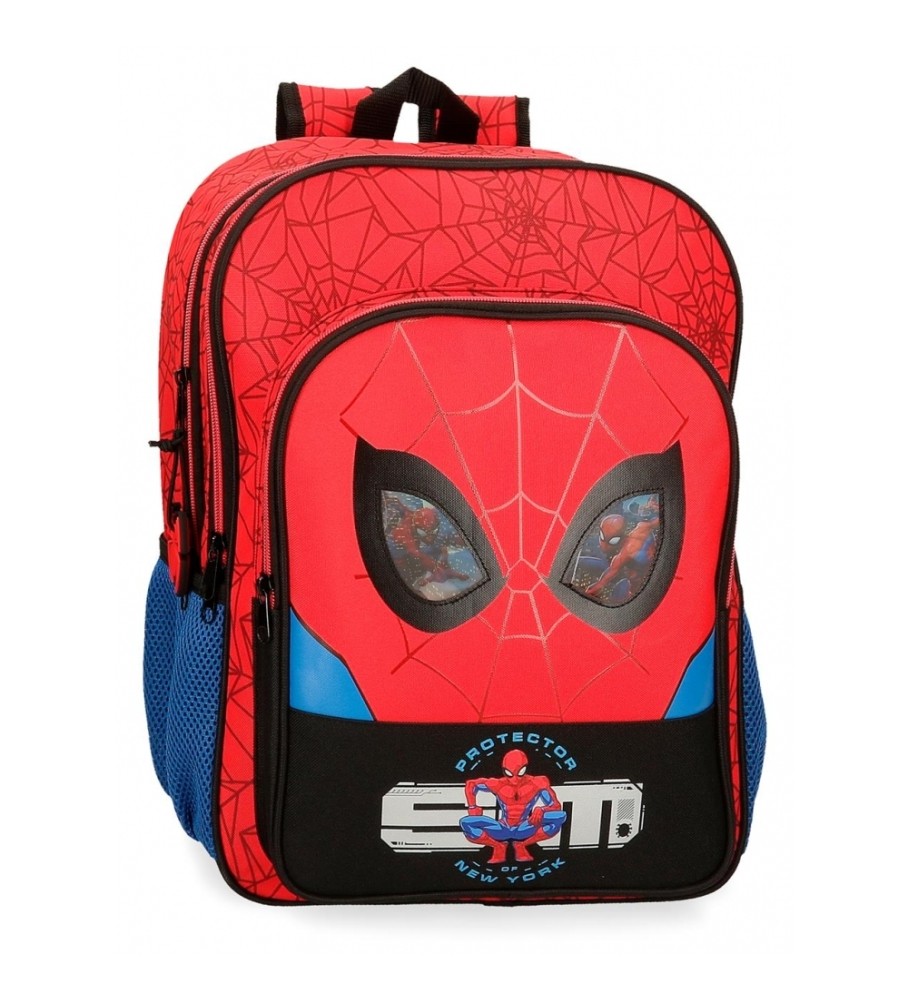 Mochila Protetora do Homem-Aranha da Disney com Dois Compartimentos Vermelha - 30x40x13cm -