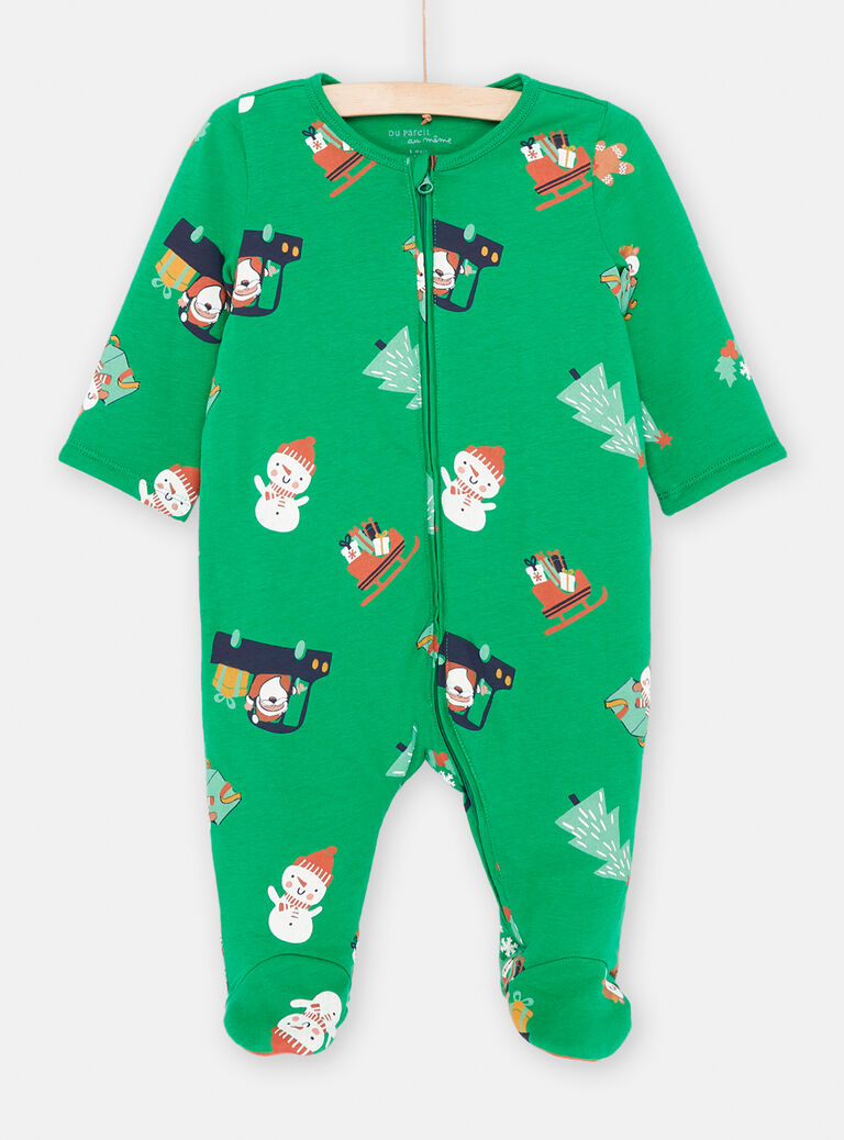 Grenouillère verte fantaisie NOEL bébé garçon