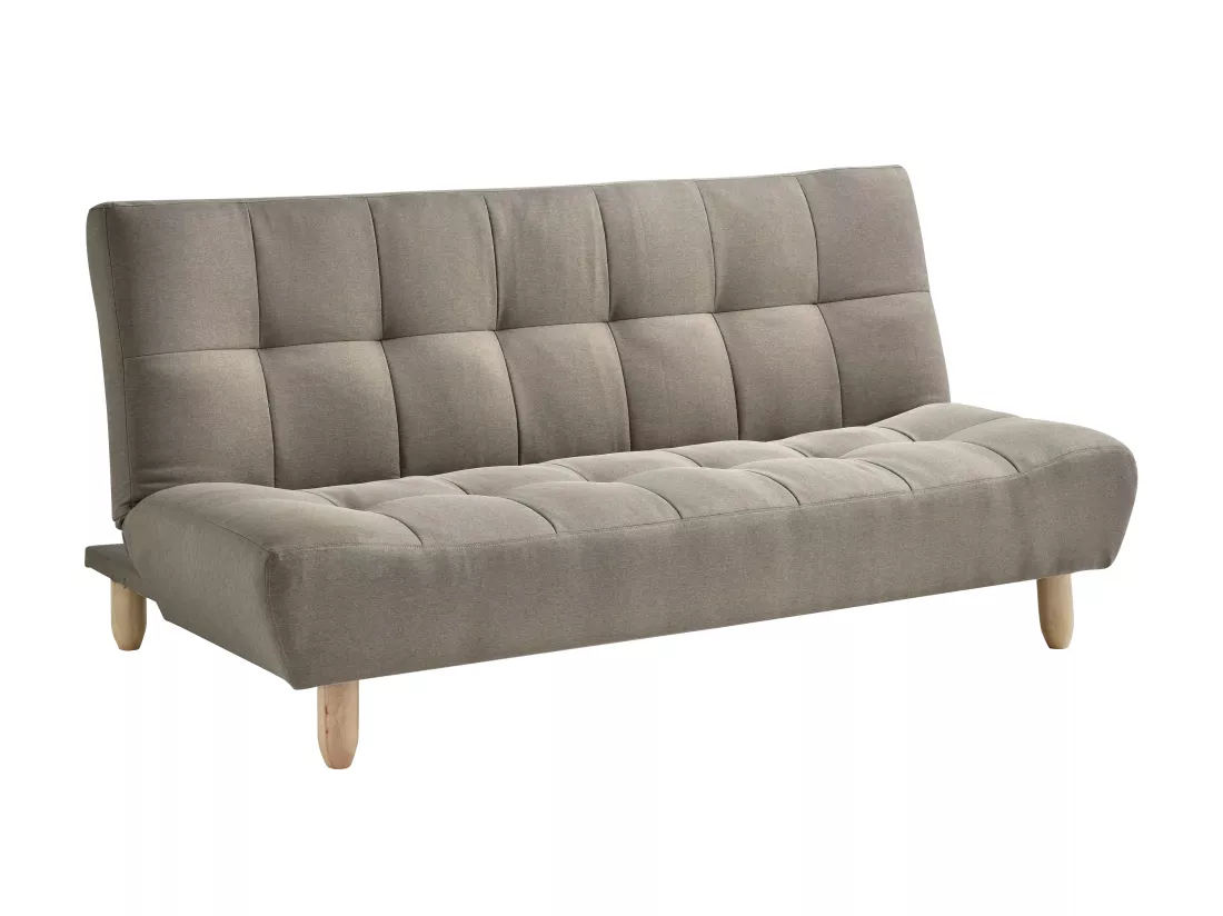 Canapé 3 places convertible clic clac en tissu taupe ESTEBAN