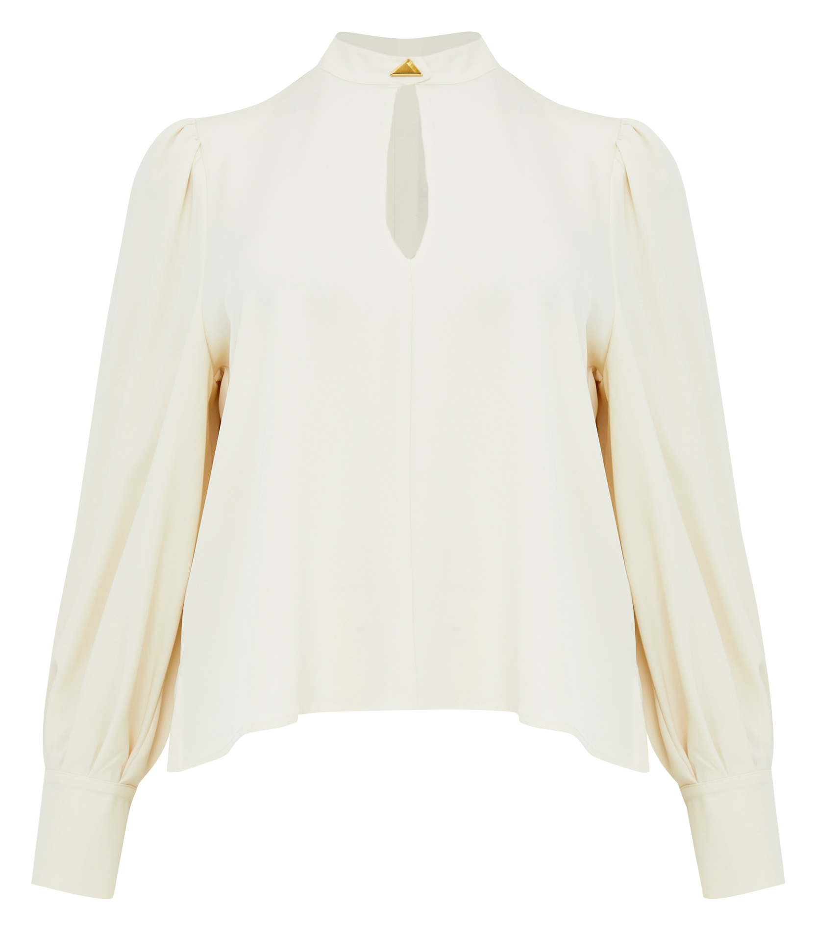 Blouse col montant à empiècement bijoux | Beige