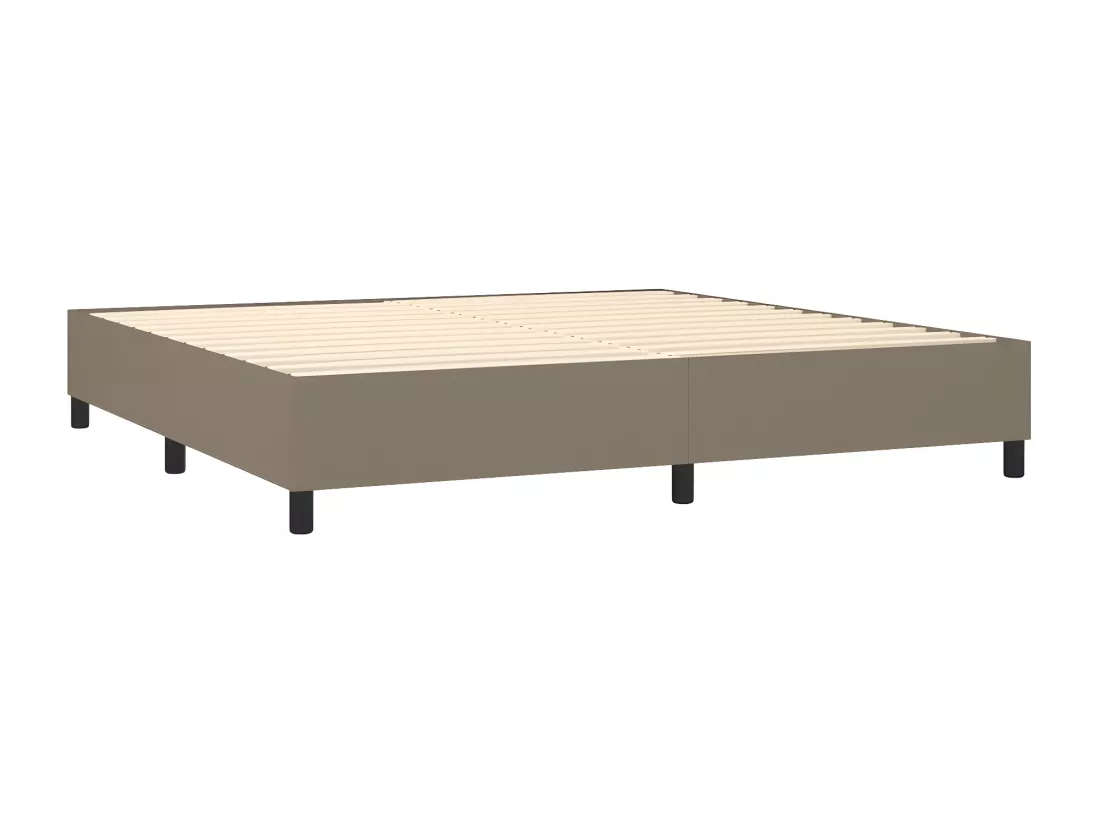 Sommier tapissier et matelas et LED Taupe 200x200 cm Tissu
