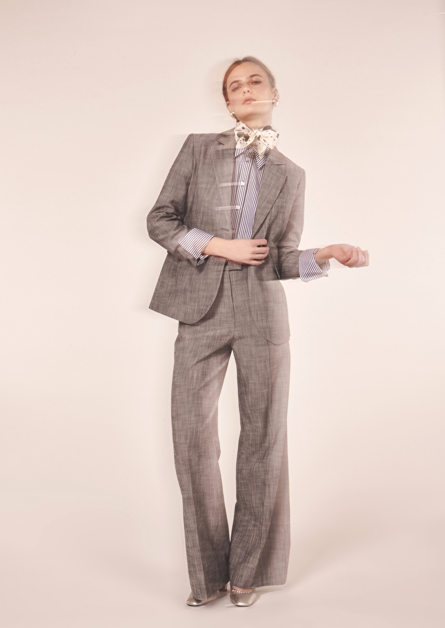 Pantalon Primaveragris en tissu flammé