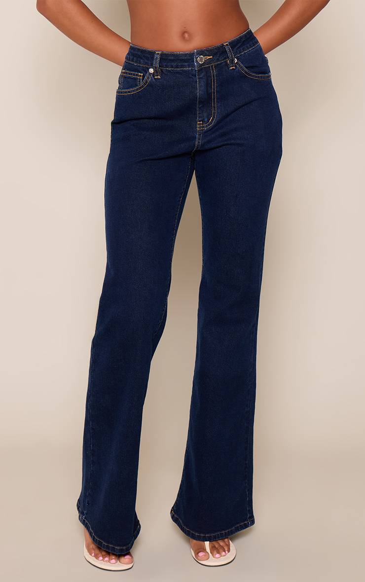 Bleu Indigo Jean Bootcut Taille Mi-haute