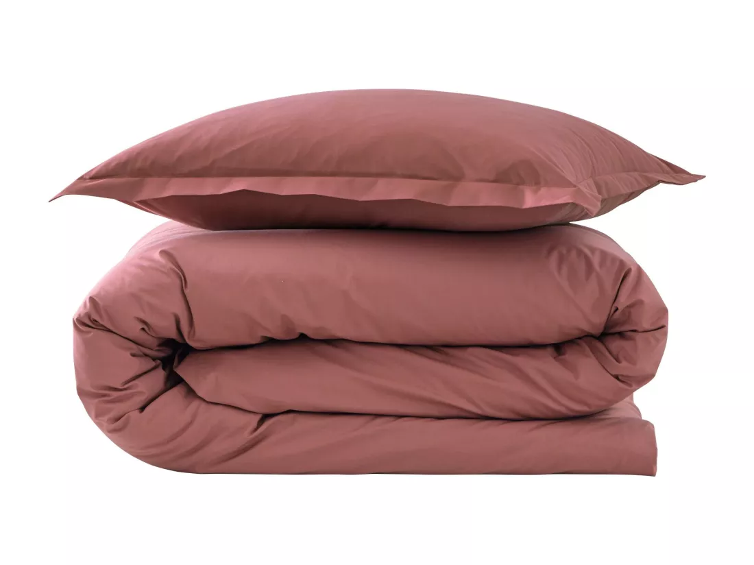 Parure de lit coton percale Rose 140x200 - SOMEO - MORPHEE