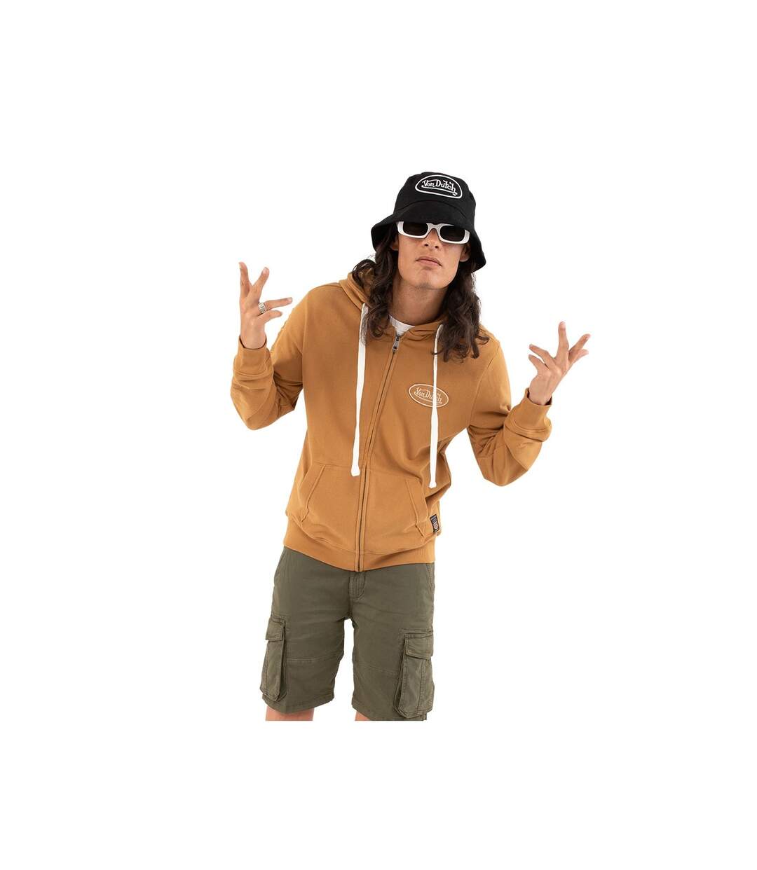Sweat zippé avec capuche homme molletonné en coton Camp