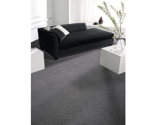 Velours tapijt Verona, kleur 398 donkergrijs, 400 cm breed (per meter verkocht)