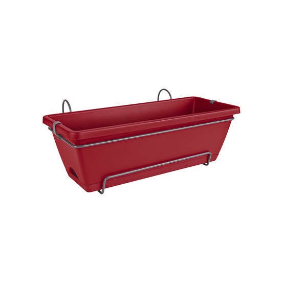 Jardinière barcelona en plastique rouge - 50x28,6x21,4 cm