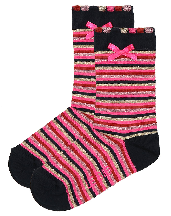 Socken TANAYA 2er-Pack mit Glitzer in gestreift in pink/dunkelblau