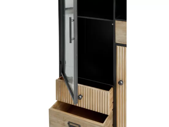 Meuble bar métallique avec plateau en bois