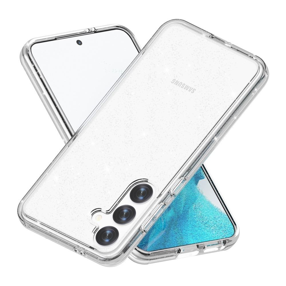 Samsung Galaxy S24  Plus Hybrid Hardcase Schutzhülle im Glitzer Design - Silber / Transparent