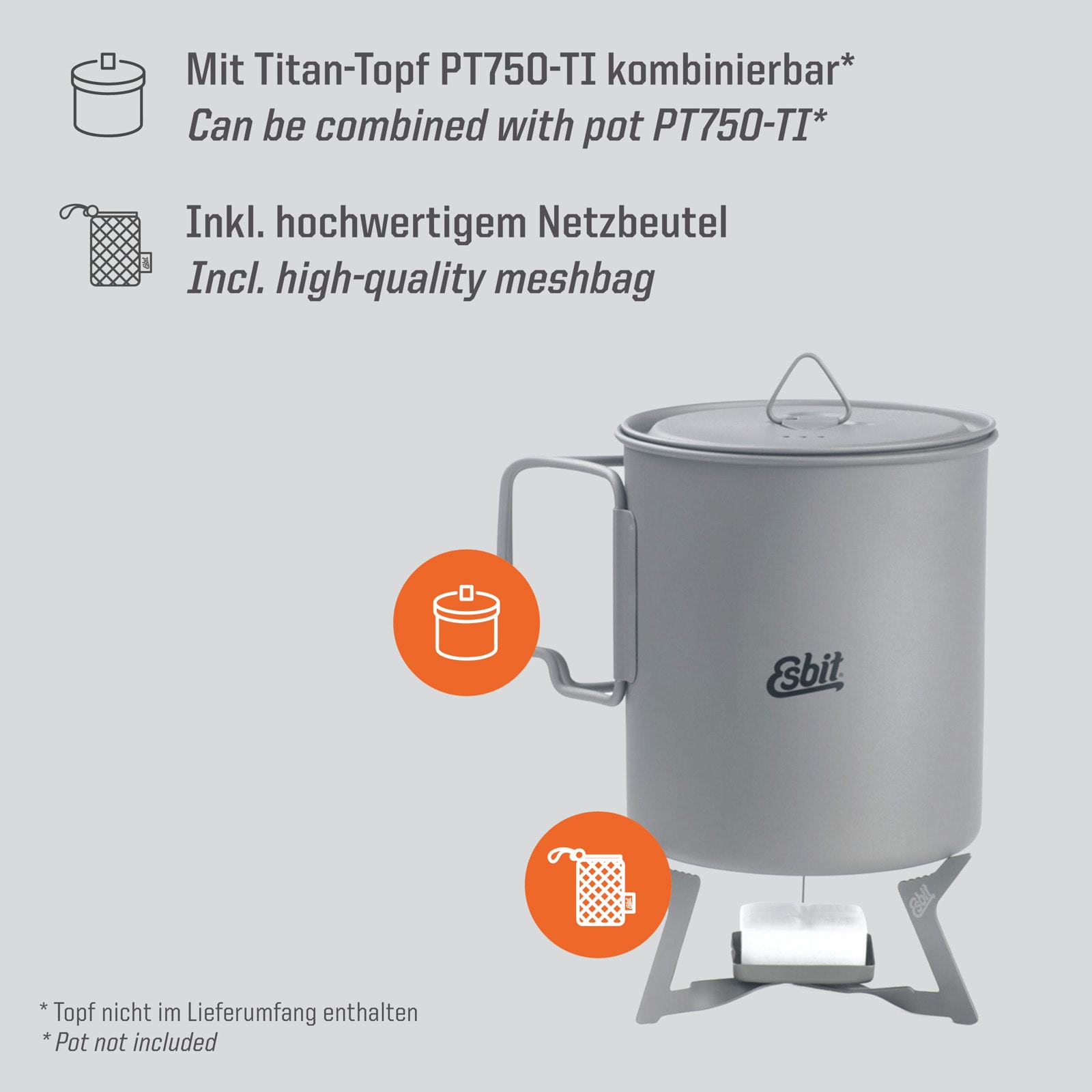 ESBIT Campingkocher Trocken Brennstoff Kocher Mini Outdoor Kocher Leicht Titan
