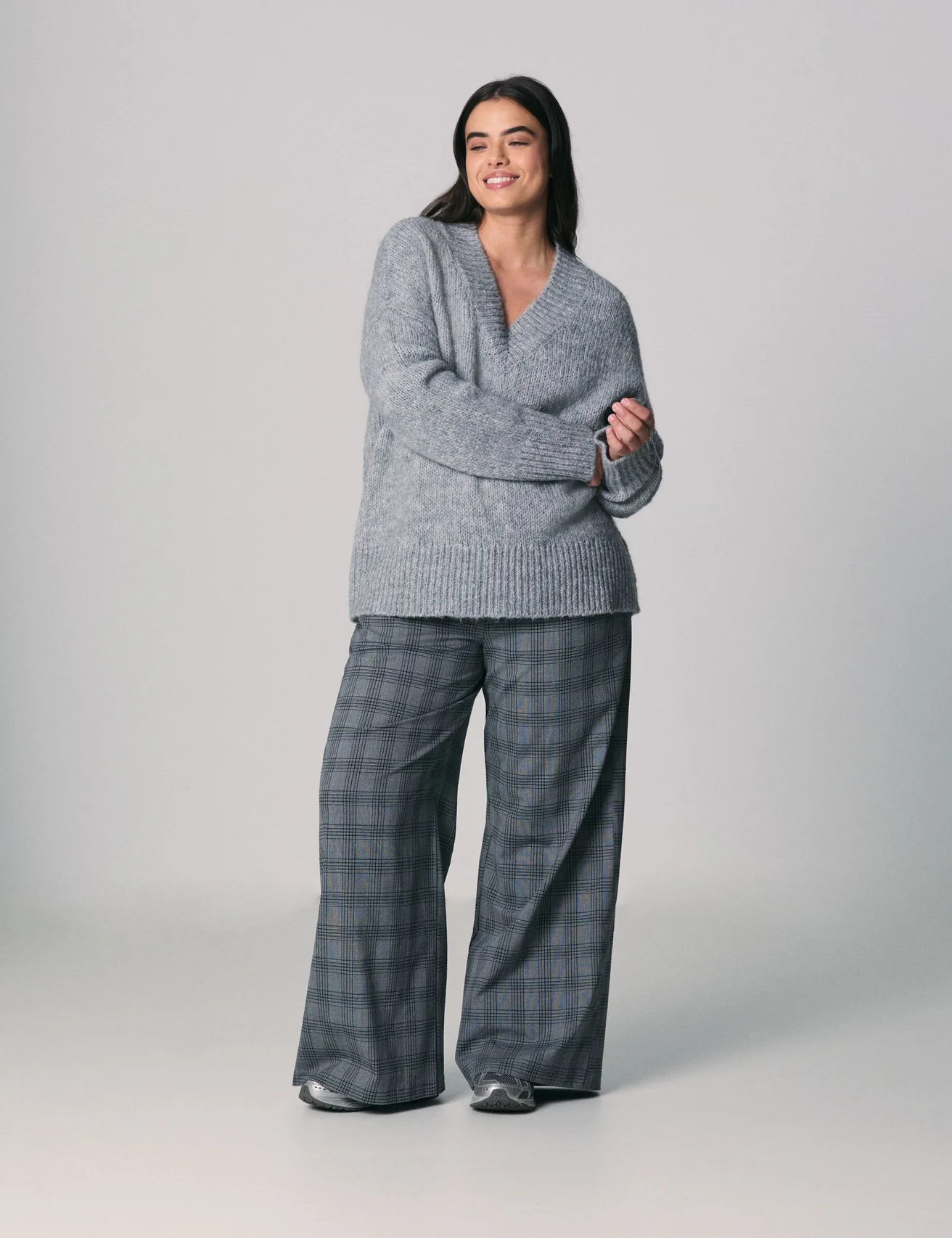 Pull en maille gris chine