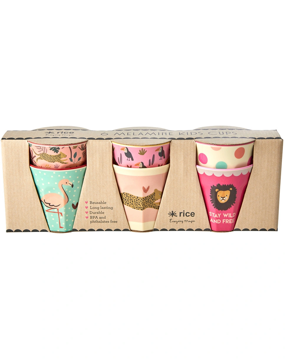Melamin-Trinkbecher JUNGLE small 6er-Set in bunt