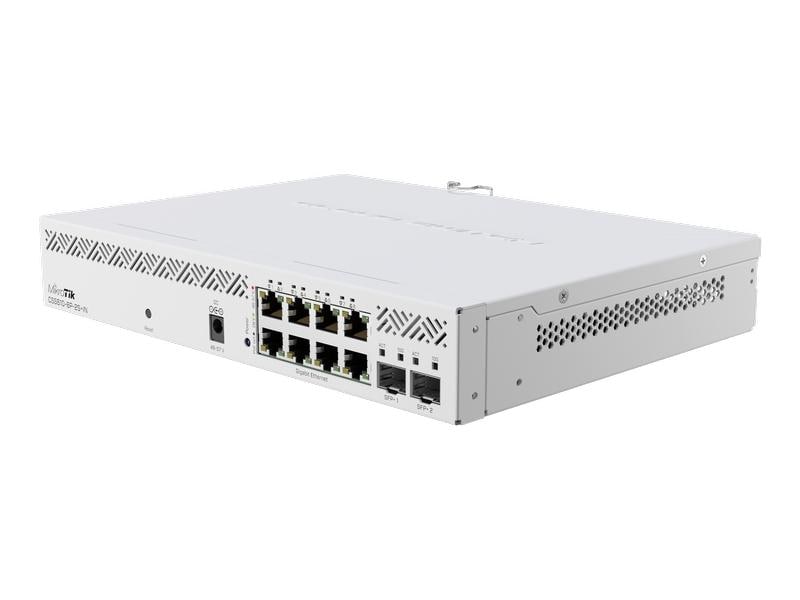 MikroTik PoE  Switch CSS610-8P-2S IN 10 Port Ihr kompaktes, erschwingliches PoE-Kraftpaket mit 8x Gigabit-PoE-out-Ports und 2x 10-Gigabit-SFP -Ports.