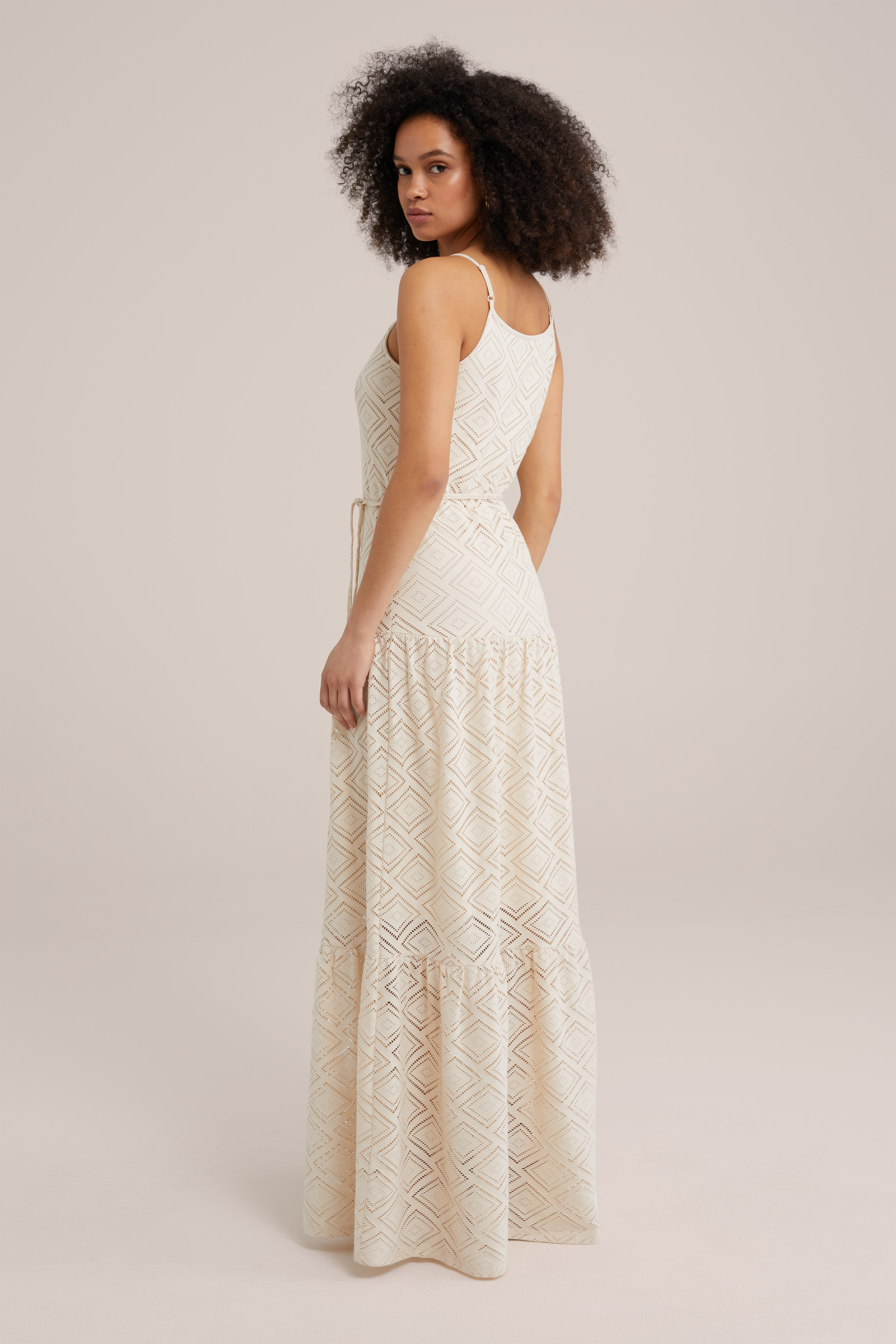 maxi-jurk met dessin WE Fashion Gebroken wit