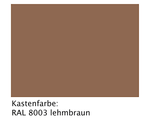 ARON voorzetrolluik, PVC grijs, 1850 x 1015 mm, aluminium kast, RAL 8003 leembruin, riemtrekker links