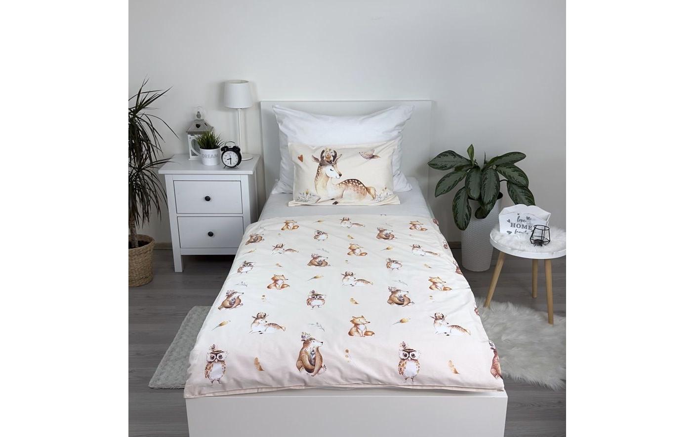 Kinderbettwäsche Woodland 100 x 135 cm + 40 x 60 cmBettwäscheset für ein kleineres Kinderbett