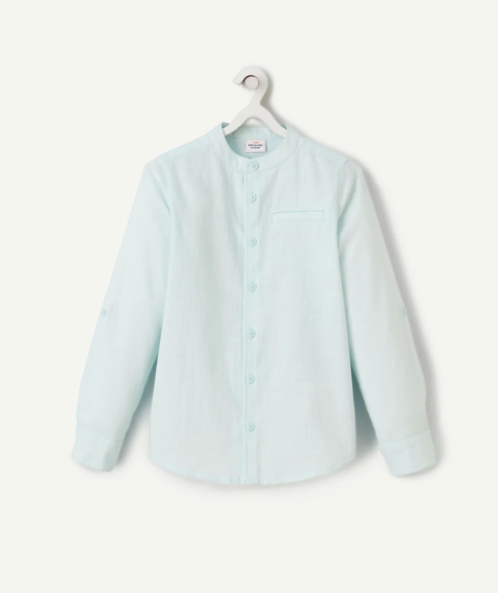 CHEMISE COL MAO GARÇON VERT MENTHE