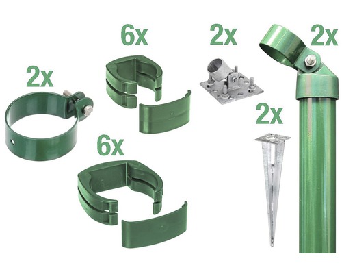 ALBERTS FixClip schroefhekverbindingsset, 122 cm, groen