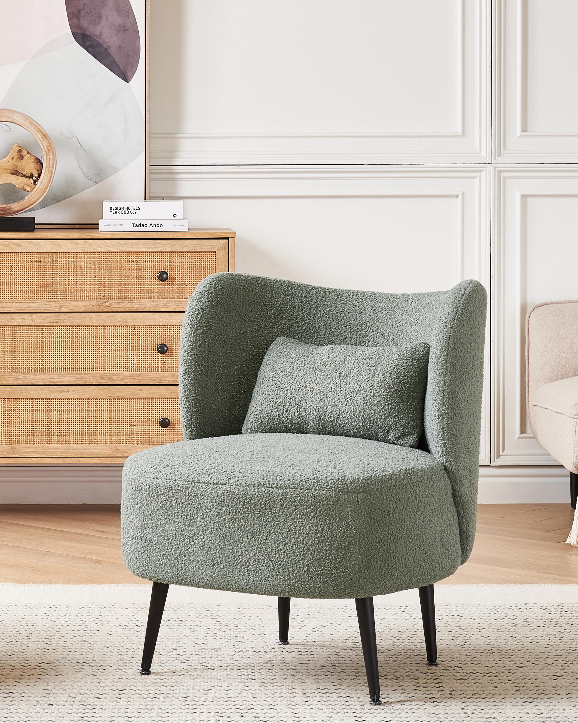 Fauteuil OTSBY Bouclé Lichtgroen
