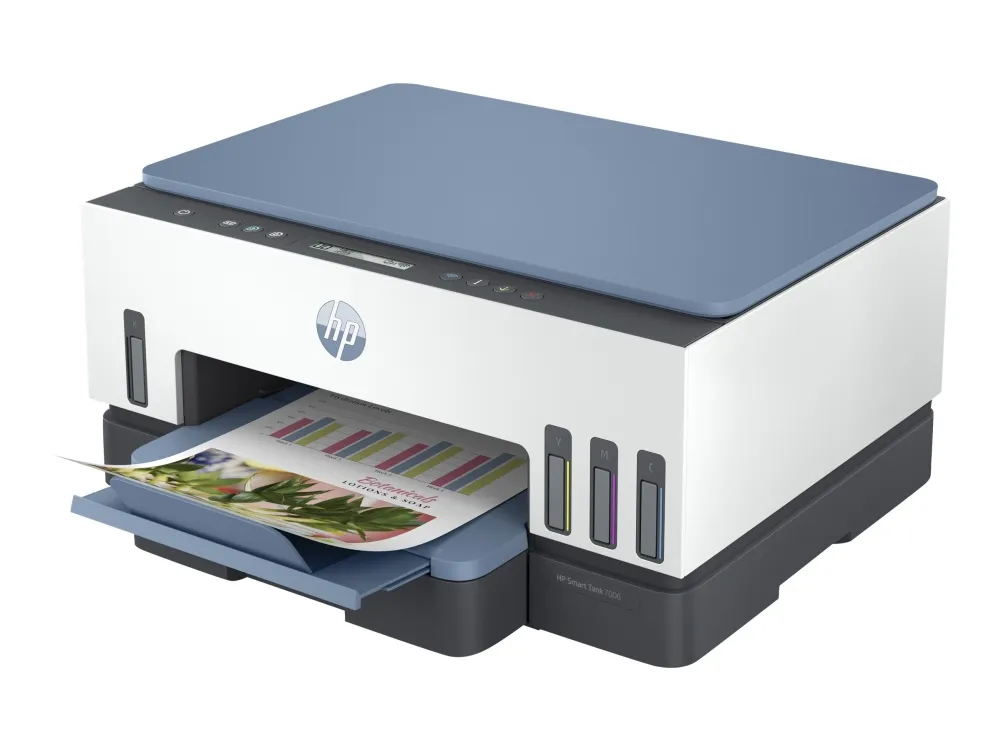 HP Smart Tank 7006 All-in-One - Multifunktionsprinter - farve - blækprinter - kan genopfyldes - 216 x 297 mm (original) - A4/Legal (medie) - op til 13 spm (kopiering) - op til 15 spm (udskriver) - 250 ark - USB 2.0, Wi-Fi(ac), Bluetooth