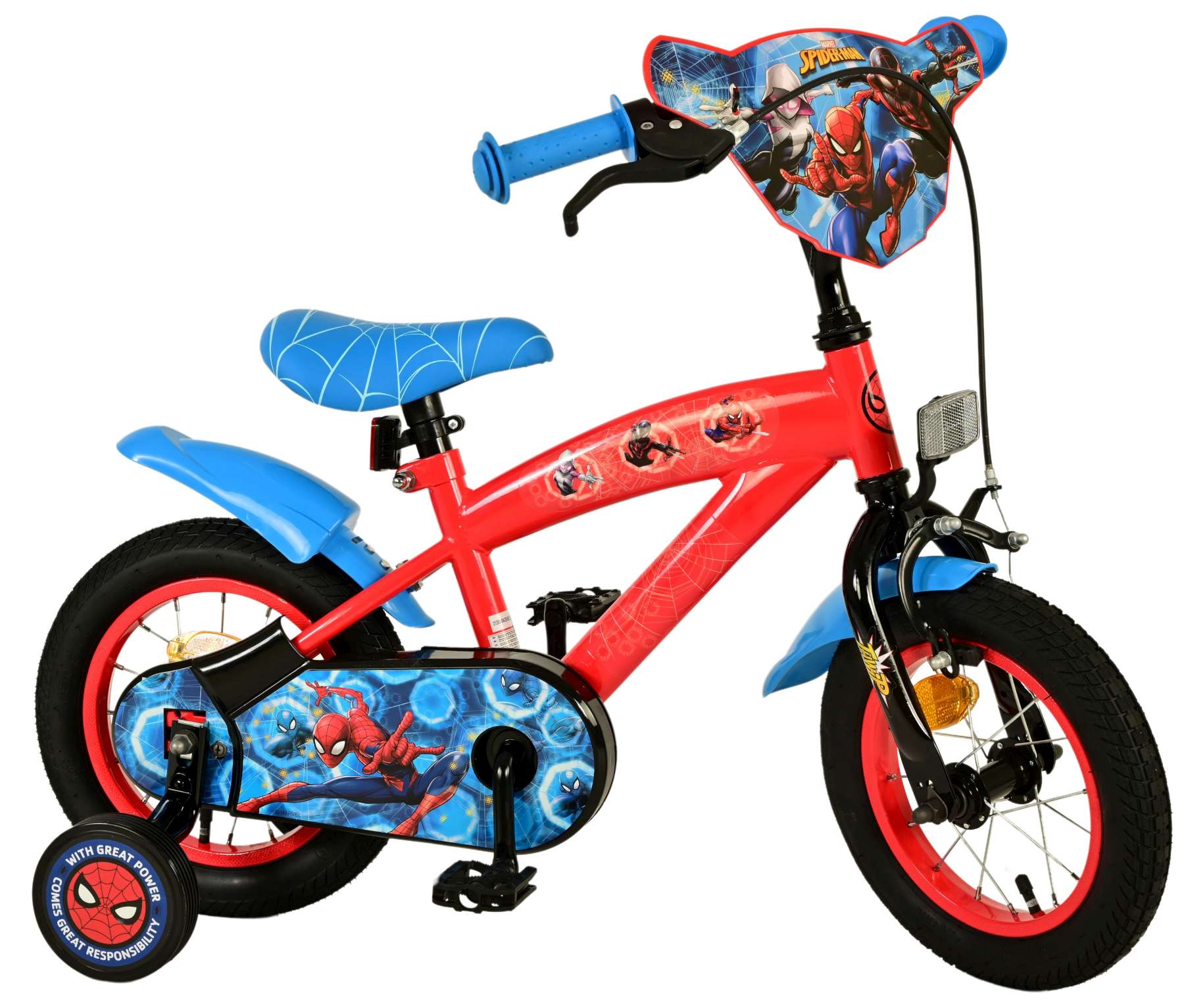 Kinderfahrrad Spider-Man für Jungen 12 Zoll Kinderrad in Blau/Rot