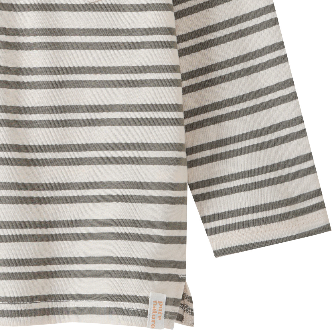 Topomini Pure Collection Baby Langarmshirt mit Streifen oliv / cremeweiss