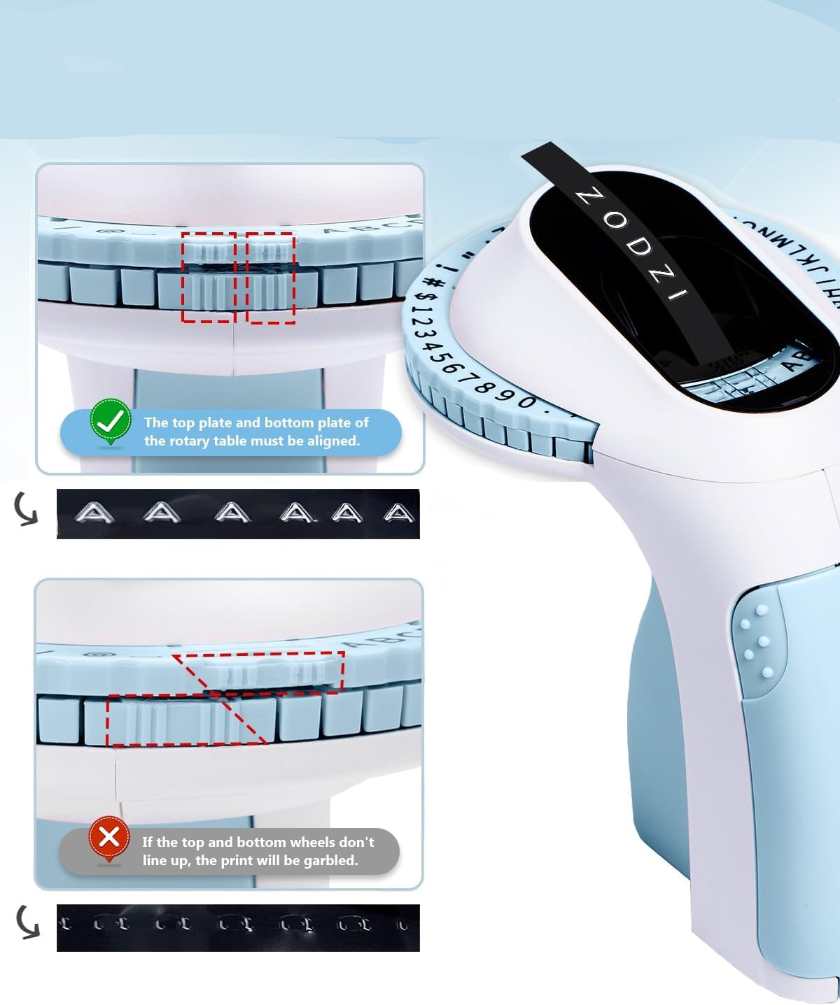 Prägeapparat Hand Beschriftungsgerät 3D Etiketten Label Printer inkl. 6 Rollen (E975) - Blau