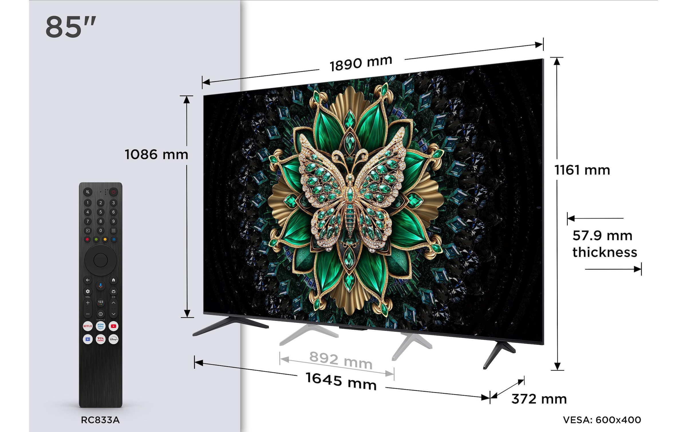 TCL QLED-Fernseher »85C6K« 216 cm/85 ″ Smart-TV