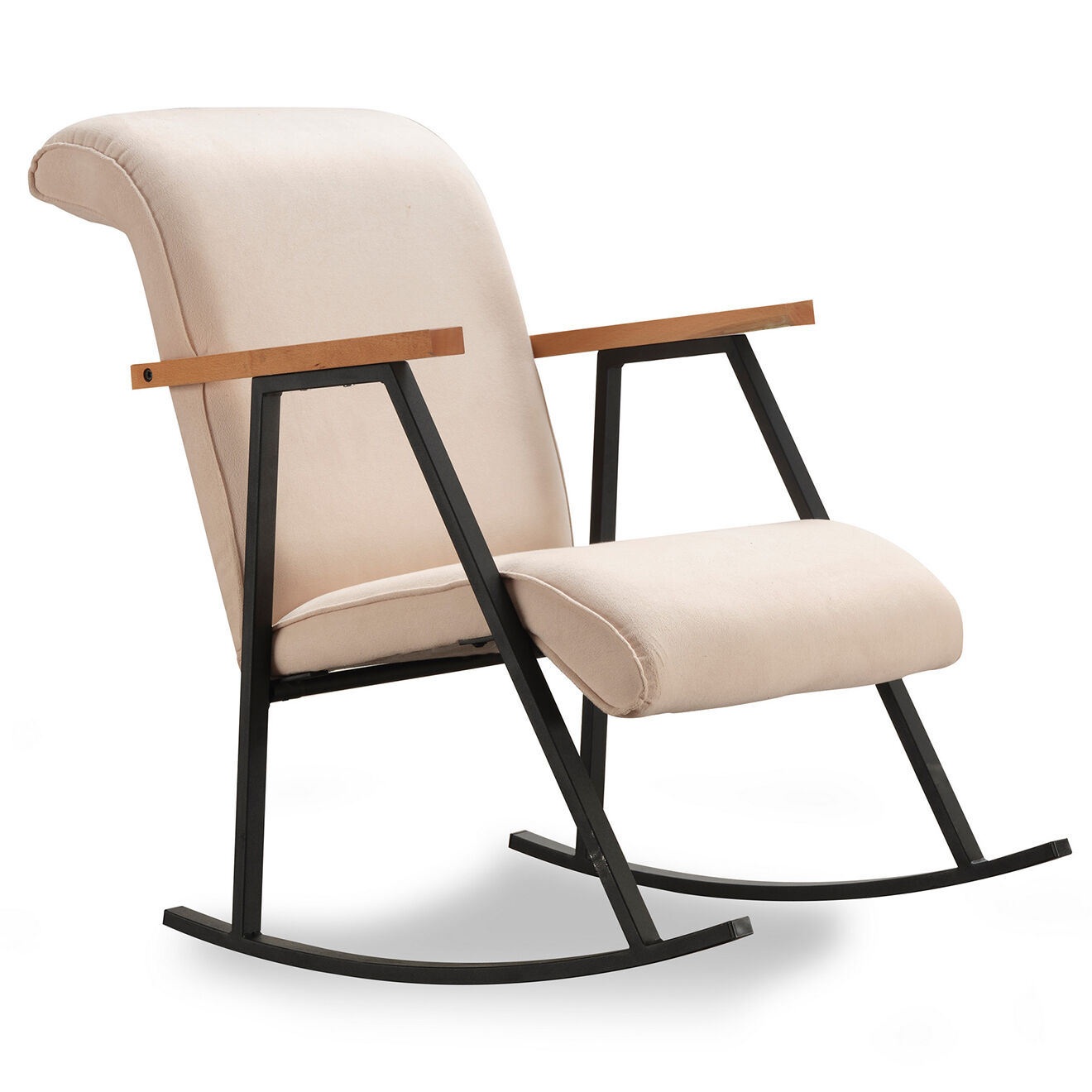 Wooden Art Chaise à bascule Yoka crème - 100x55x65 cm