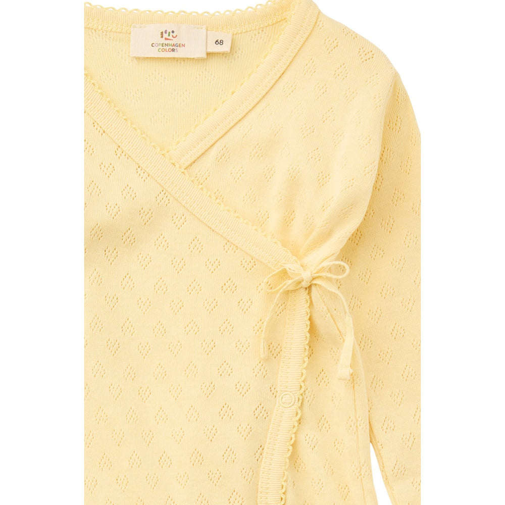 Køb COPENHAGEN COLORS Pale Yellow Pointelle Cross-Over Full Body