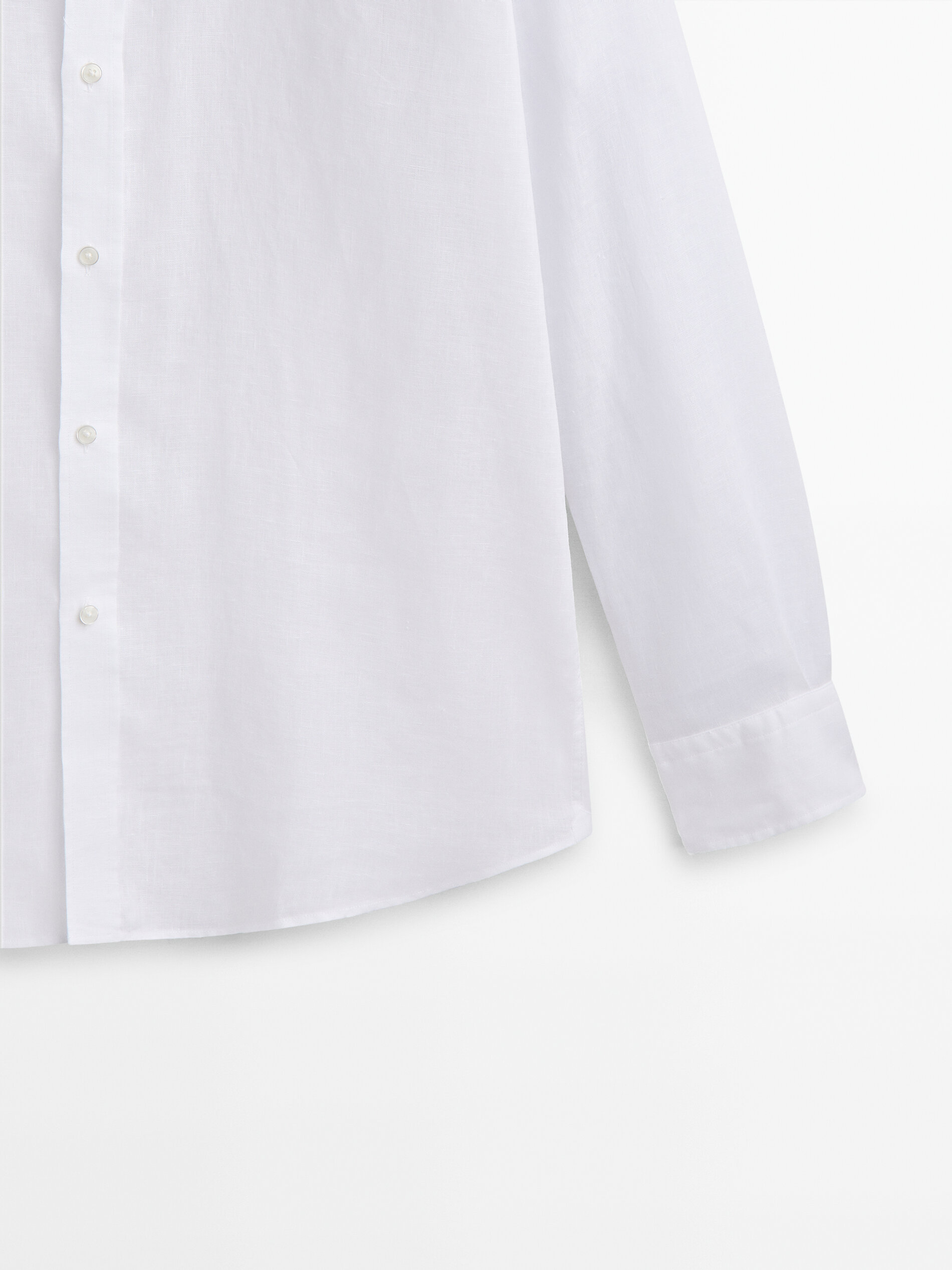 Camisa slim fit 100% linho tingido - BRANCA