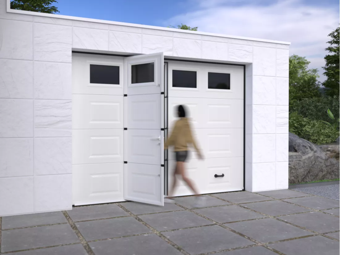 Porte de garage sectionnelle sur mesure à cassettes blanche - MUGONIA