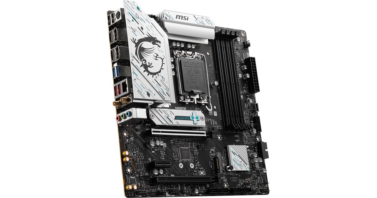 MSIB760M GAMING PLUS WIFI socket 1700 moederbord  (Zwart/zilver, RAID, 2.5 Gb-LAN, Wi-Fi 6E, BT, Sound, µATX)