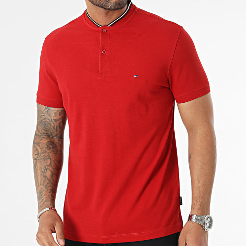 Polo Manches Courtes Mao Collar With Rwb 2401 Rouge