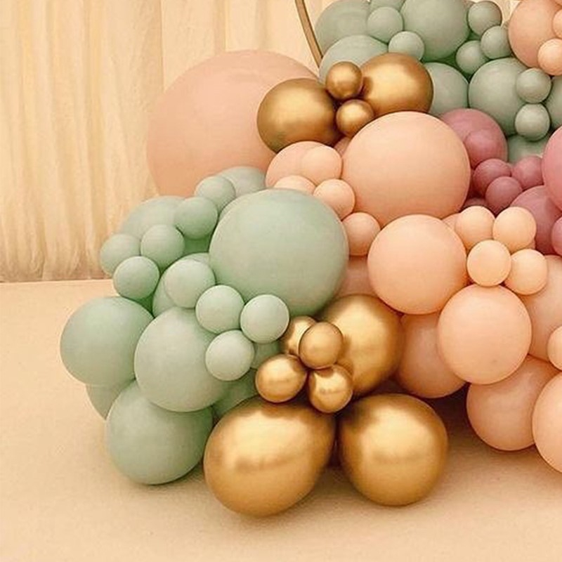 (110-tlg. Set) Party Deko Ballons Latex Luftballons - Grün / Gold / Rosa